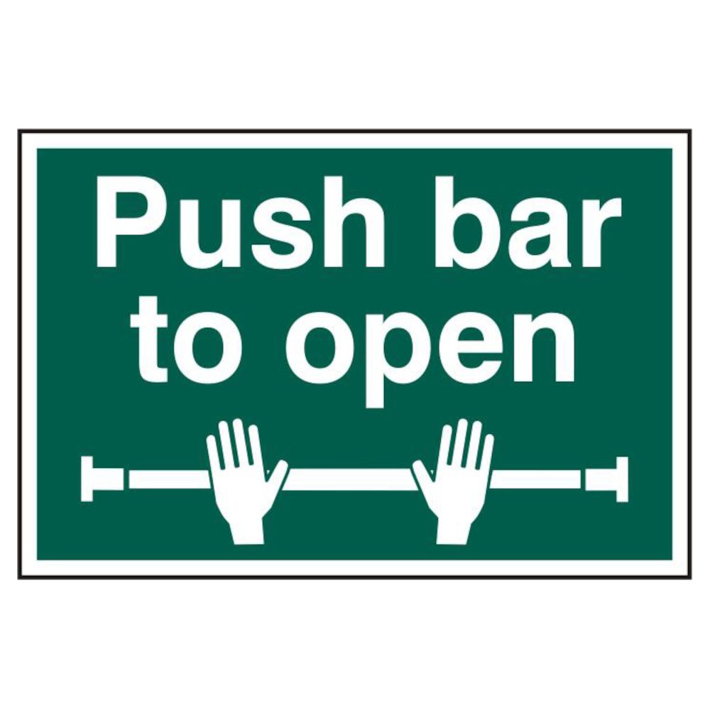 ASEC `Push Bar To Open` 200mm x 300mm PVC Self Adhesive Sign