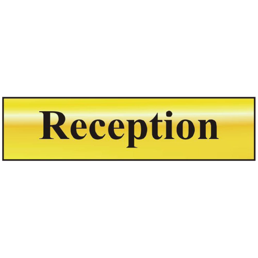 ASEC `Reception` 200mm x 50mm Gold Self Adhesive Sign