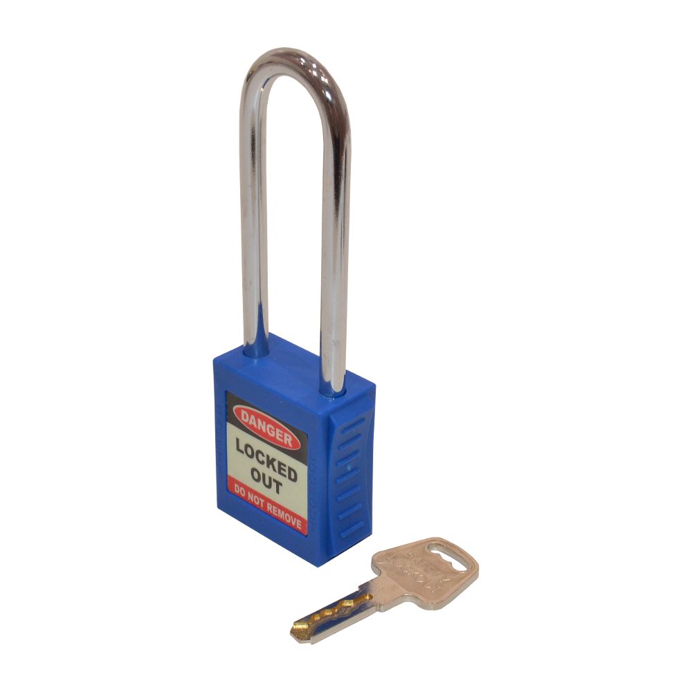 ASEC Safety Lockout Tagout Padlock Long Shackle - AS11495 - Blue - AS11495