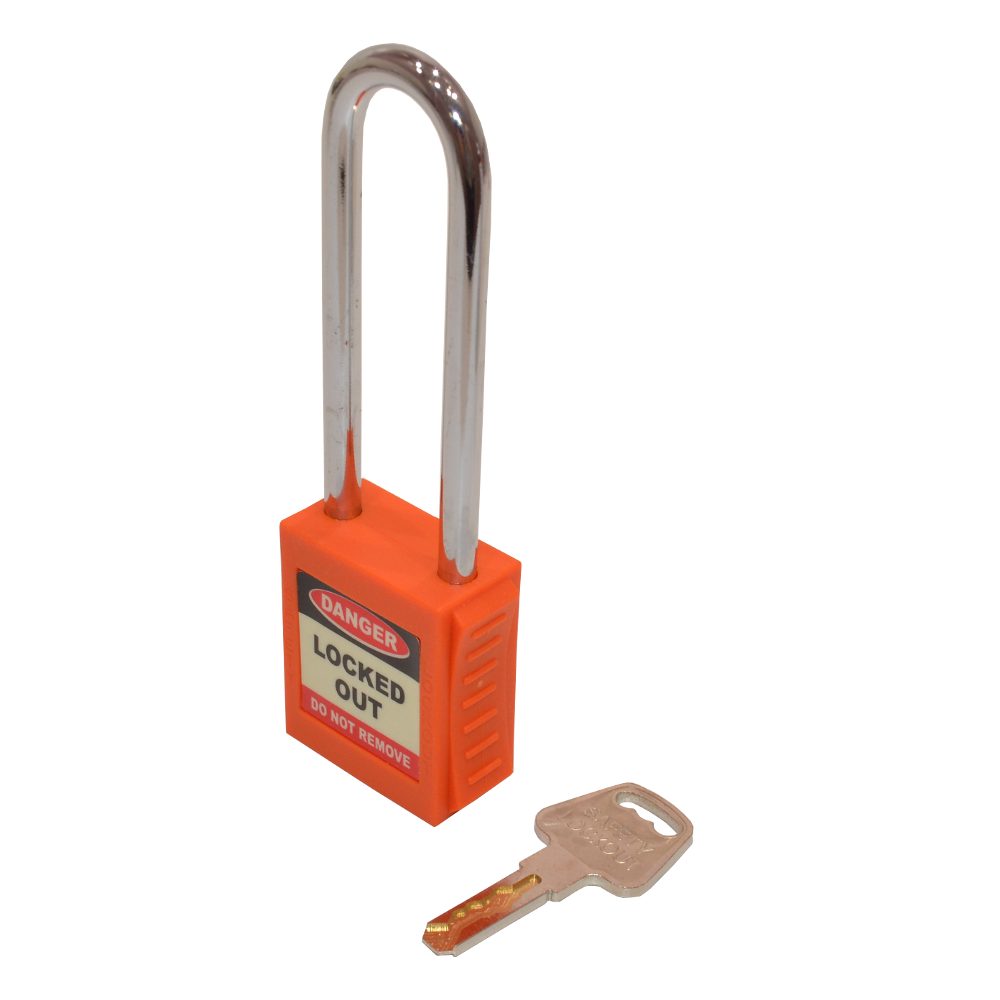 ASEC Safety Lockout Tagout Padlock Long Shackle - AS11497 - Orange - AS11497