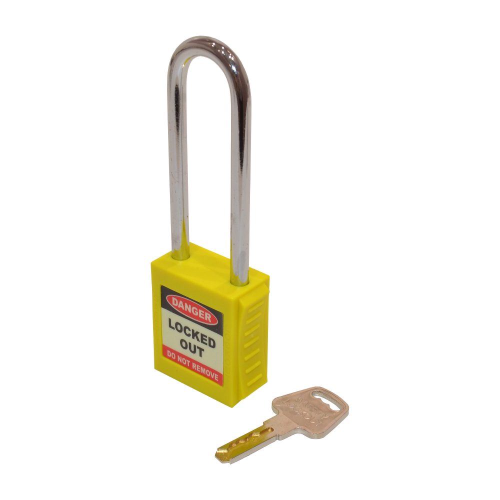 ASEC Safety Lockout Tagout Padlock Long Shackle - AS11493 - Yellow - AS11493
