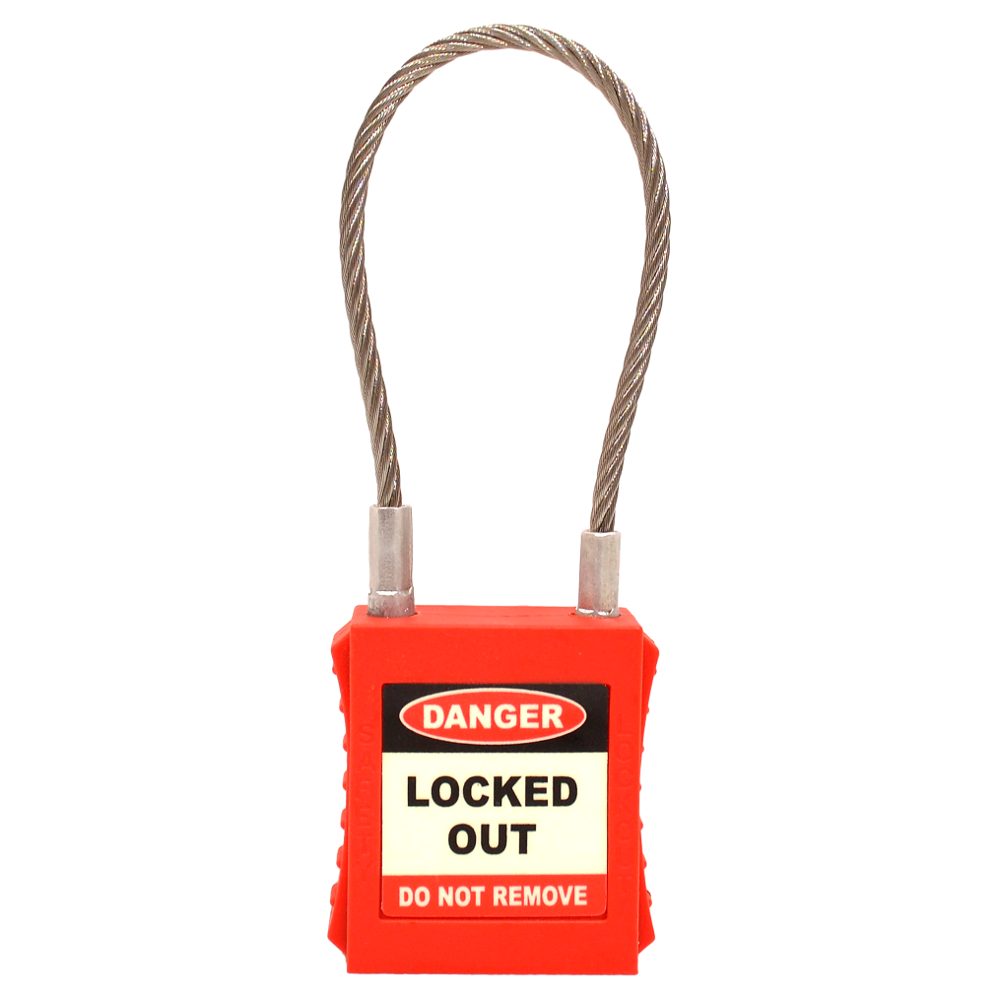 ASEC Safety Lockout Tagout Padlock with Wire Shackle