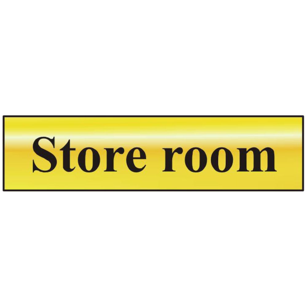 ASEC `Store Room` 200mm x 50mm Gold Self Adhesive Sign