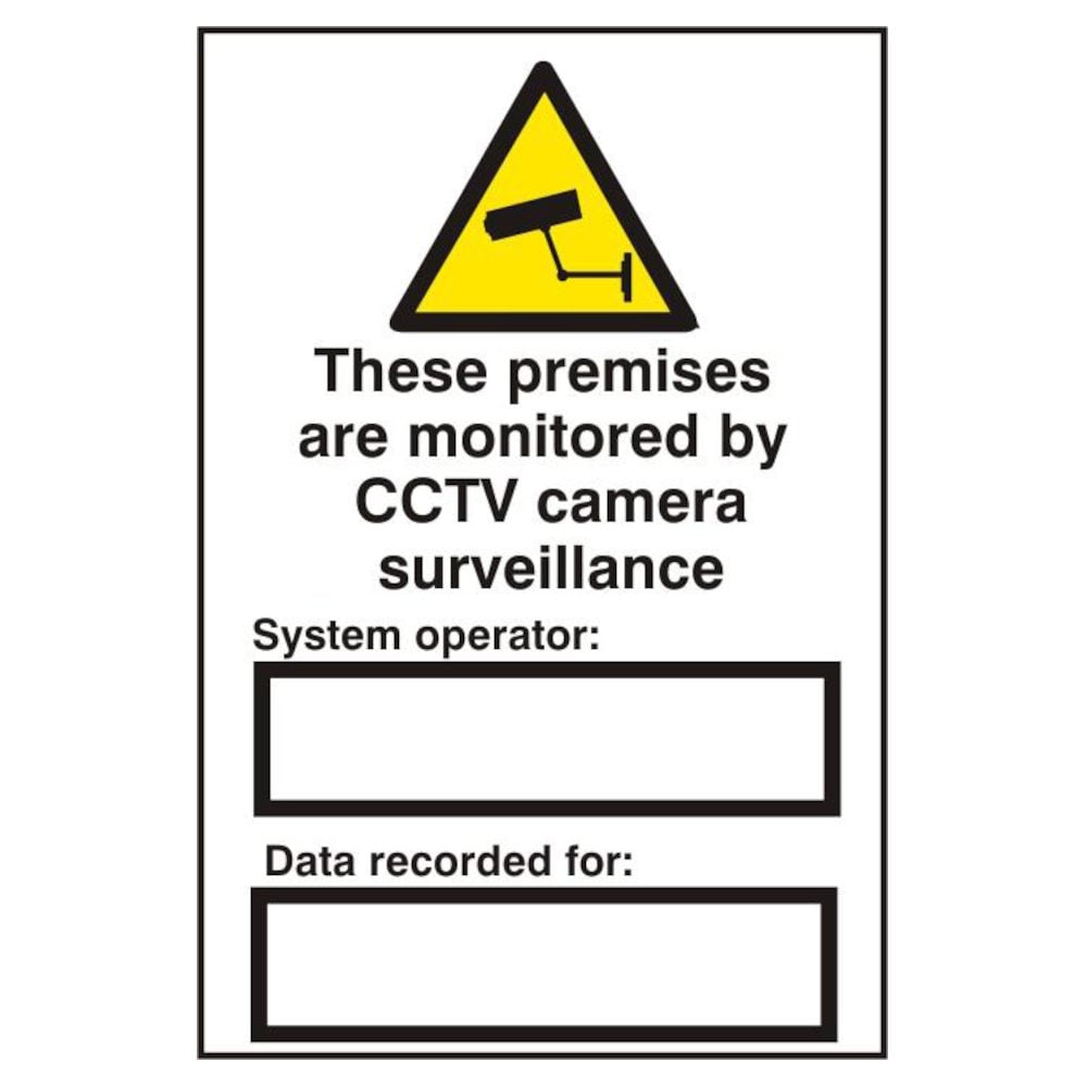 ASEC `These Premises Are Monitored By CCTV Surveillance` 200mm x 300mm PVC Self Adhesive Sign