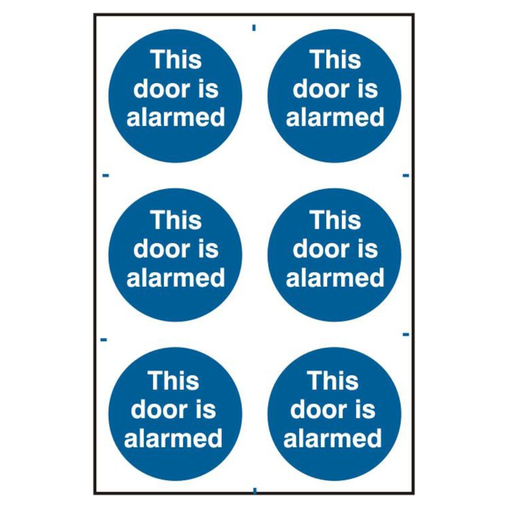 ASEC `This Door Is Alarmed` 200mm x 300mm PVC Self Adhesive Sign