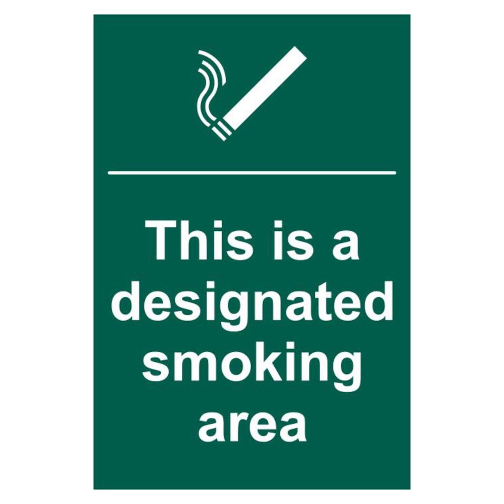 ASEC `This Is A Designated Smoking Area` 200mm x 300mm PVC Self Adhesive Sign