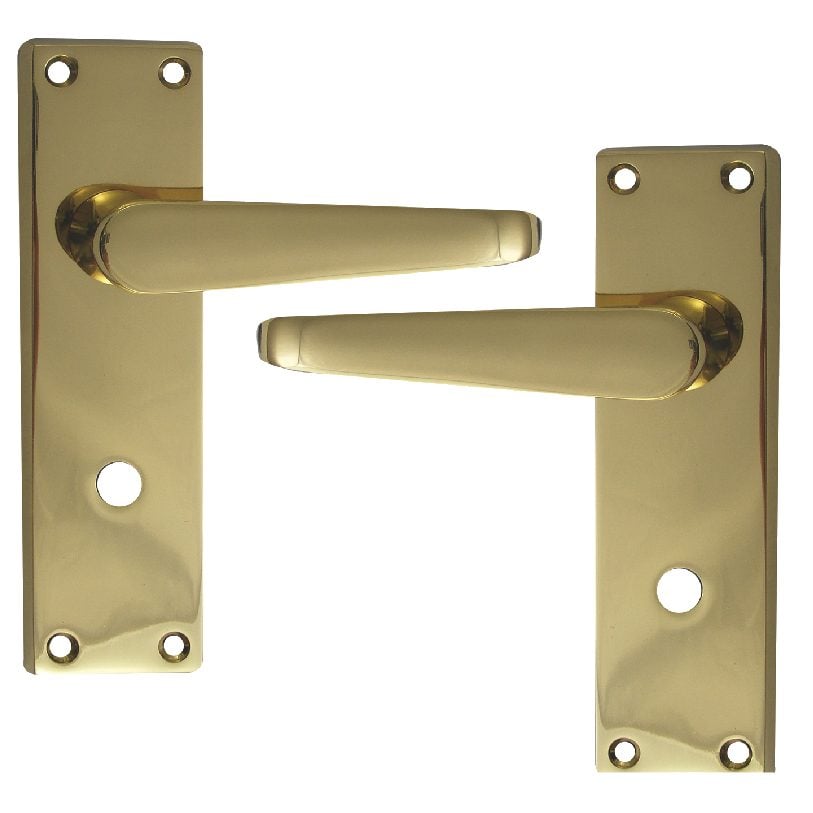 ASEC Victorian Plate Mounted Bathroom Lever Furniture - AS3783 - Polished Brass - AS3783