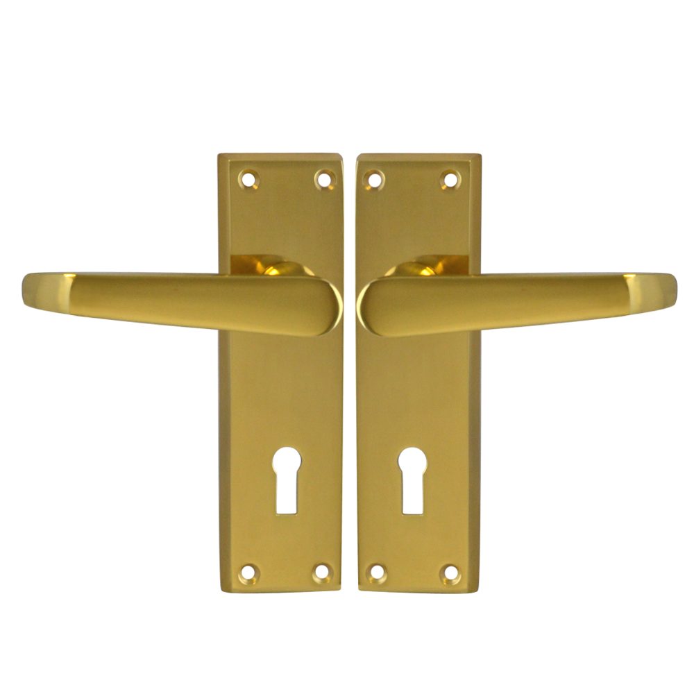 ASEC Victorian Plate Mounted Lever Furniture - AS3540 - Polished Brass - AS3540