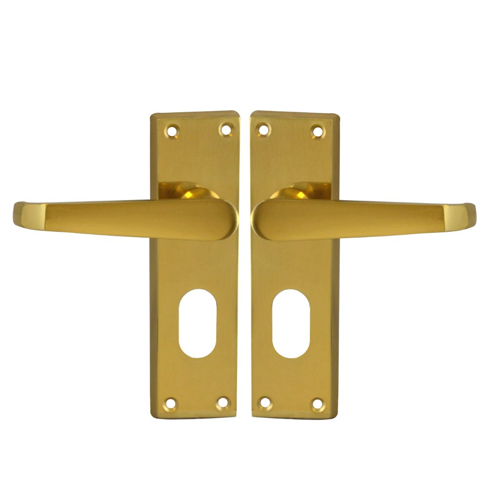 ASEC Victorian Plate Mounted Lever Furniture - AS3542 - Polished Brass - AS3542