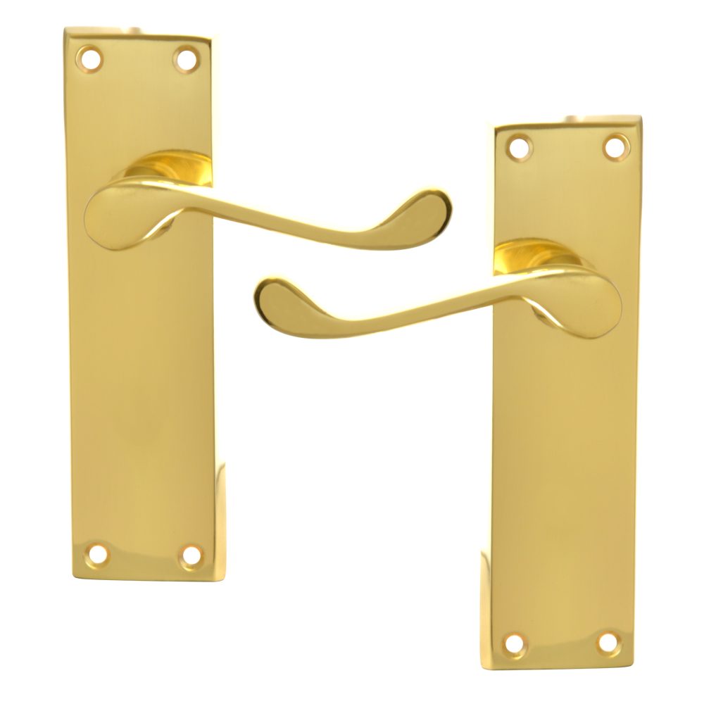 ASEC Victorian Scroll Plate Mounted Lever Furniture - AS3501 - Polished Brass - AS3501