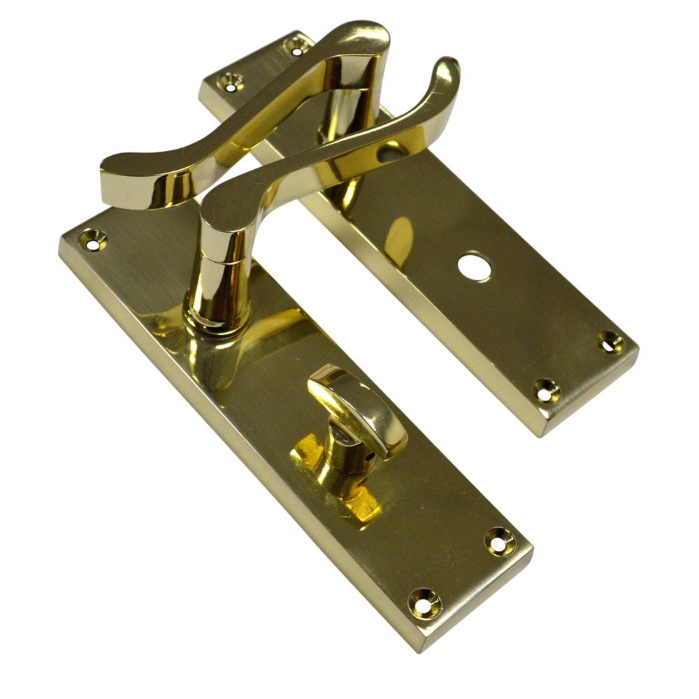 ASEC Vital Victorian Plate Mounted Scroll Lever Furniture - VT10095 - Polished Brass - VT10095