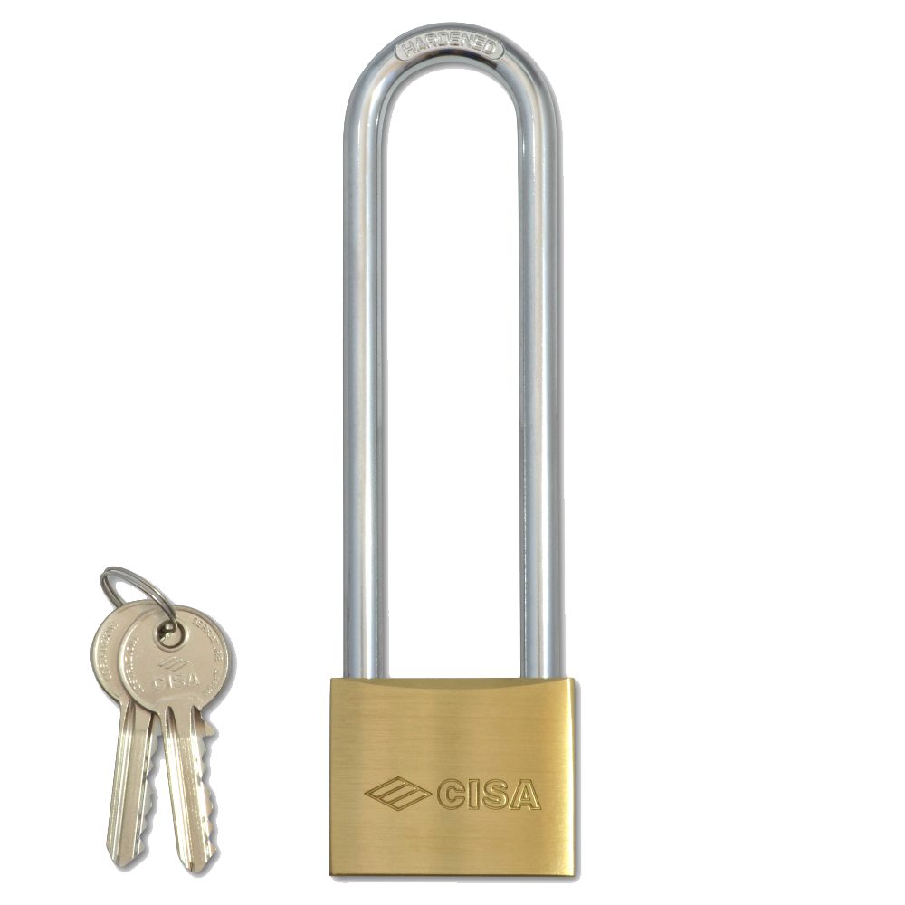 CISA 22011 KA Long Shackle Brass Padlock - 4728 - Brass - 22011-40
