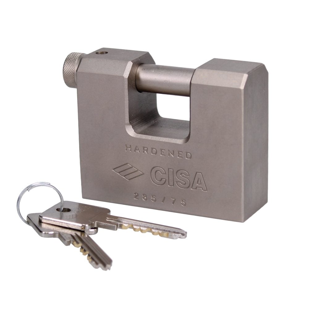 CISA 28550 LIM Steel Sliding Shackle Padlock - 745 - Stainless Steel - 2855L 75
