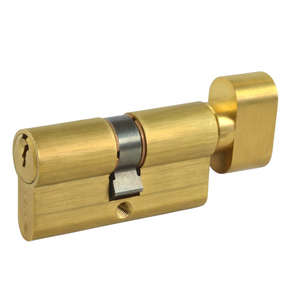 CISA C2000 Euro Key &amp; Turn Cylinder - L15812 - 30/T30 - Polished Brass - OG302