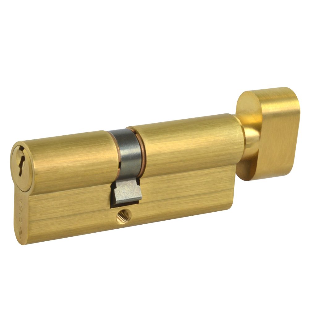 CISA C2000 Euro Key &amp; Turn Cylinder - L15814 - 35/T45 - Polished Brass - OG302