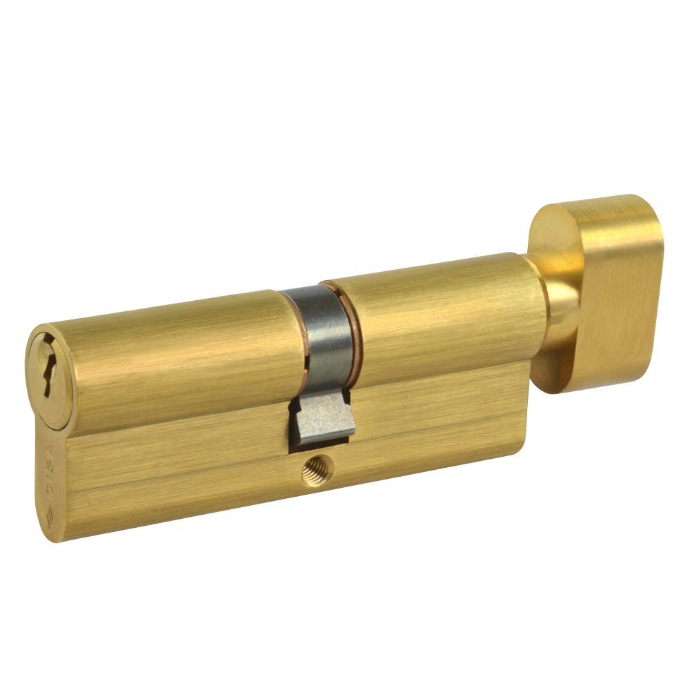 CISA C2000 Euro Key &amp; Turn Cylinder - L15820 - 45/T40 - Polished Brass - OG302