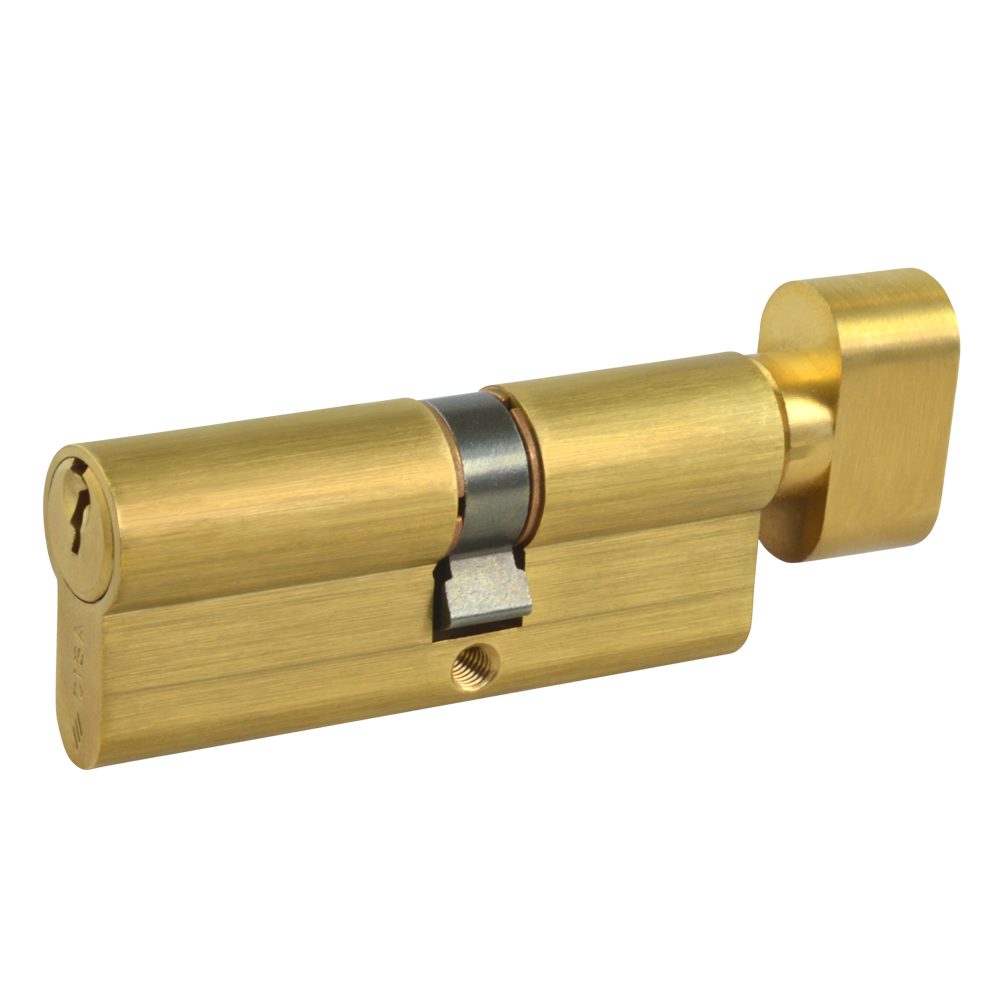CISA C2000 Euro Key &amp; Turn Cylinder - L15818 - 45/T35 - Polished Brass - OG302