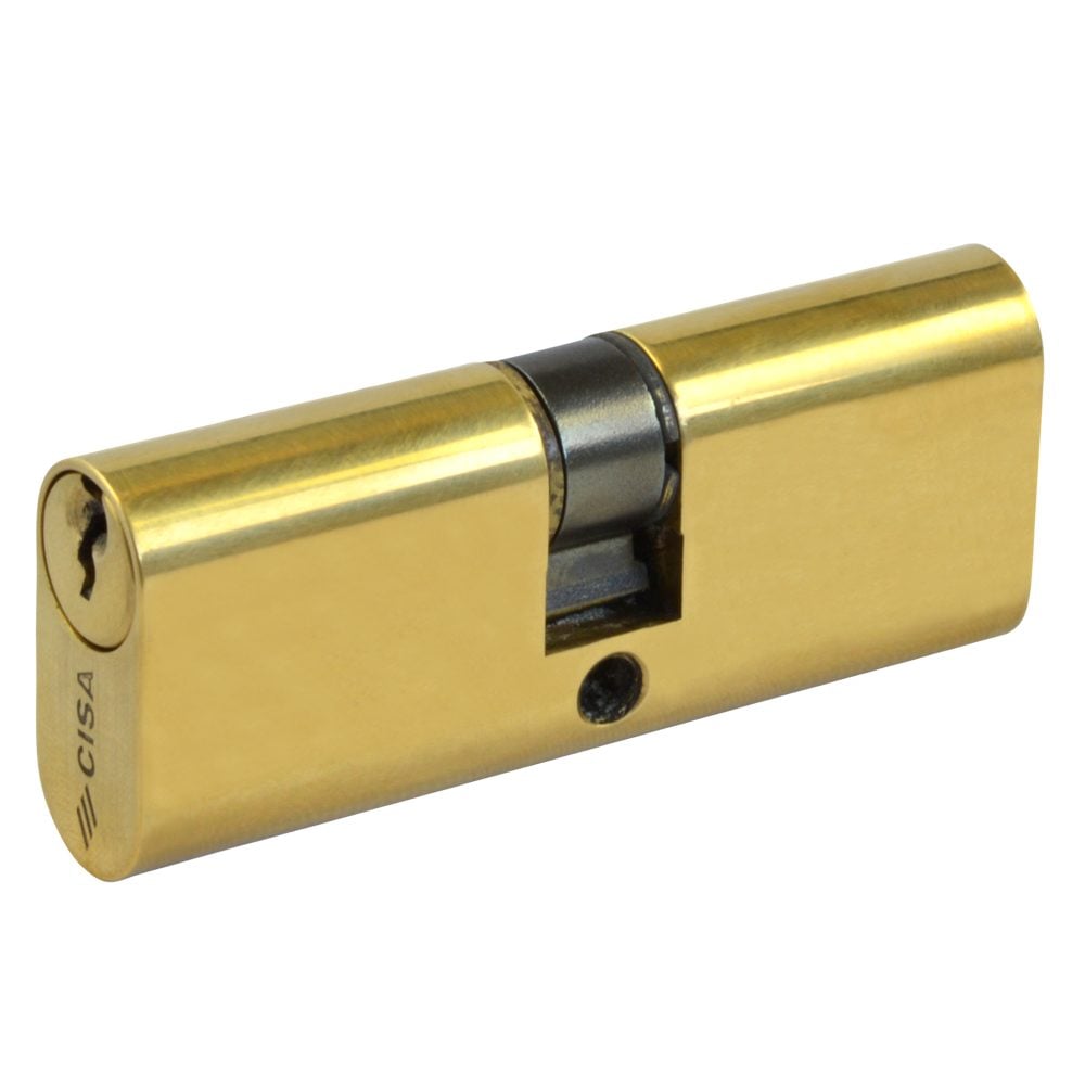 CISA C2000 Small Oval Double Cylinder - L18280 - 35/35 - Polished Brass - 08210 13
