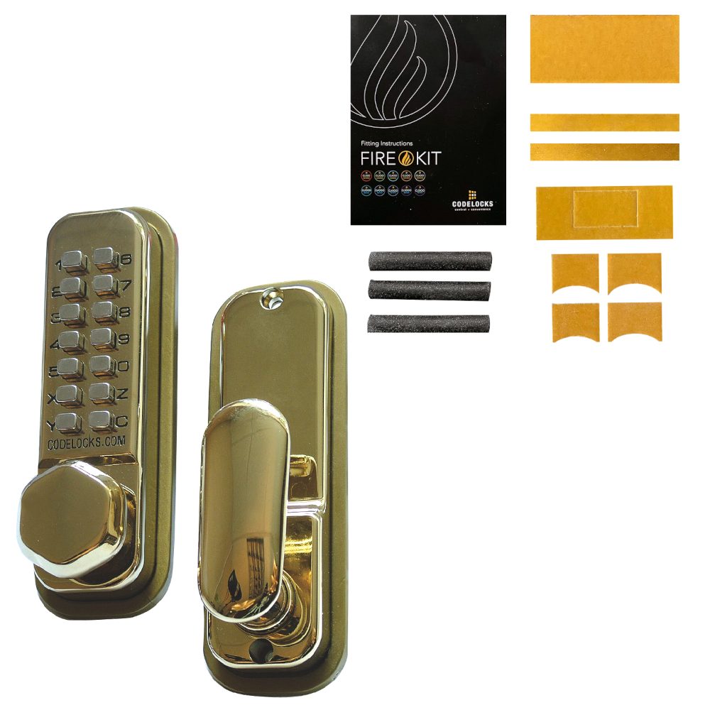 CODELOCKS CL255 Digital Lock With Optional Holdback - L35780 - Polished Brass - 0255 PB FKP