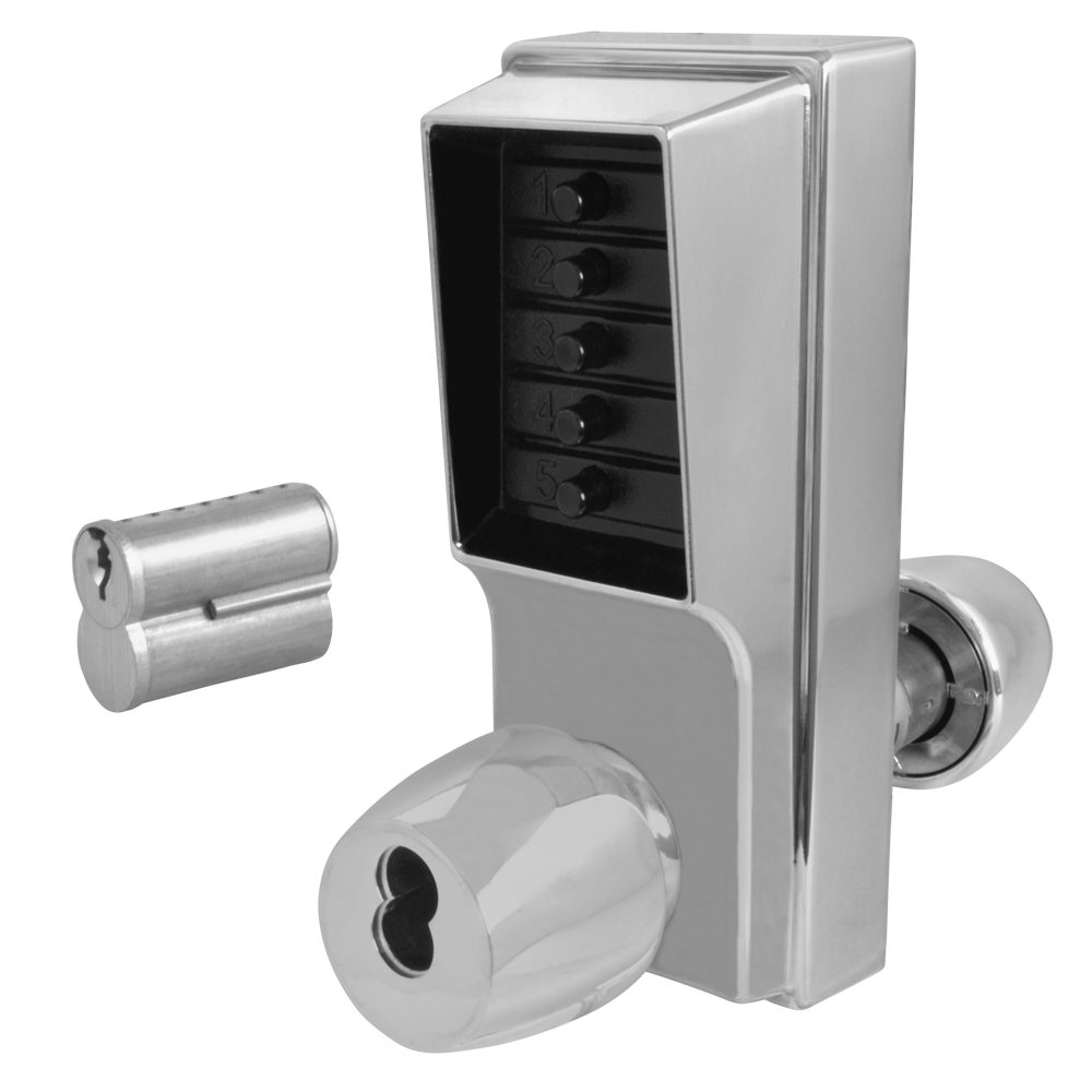 DORMAKABA Series 1000 1041B Knob Operated Digital Lock With Key Override &amp; Passage Set - 4917 - Satin Chrome - 1041B-26D
