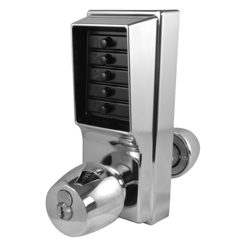 DORMAKABA Simplex 1000 Series 1021B Knob Operated Digital Lock With Key Override - 6354 - Satin Chrome - 1021B-26D