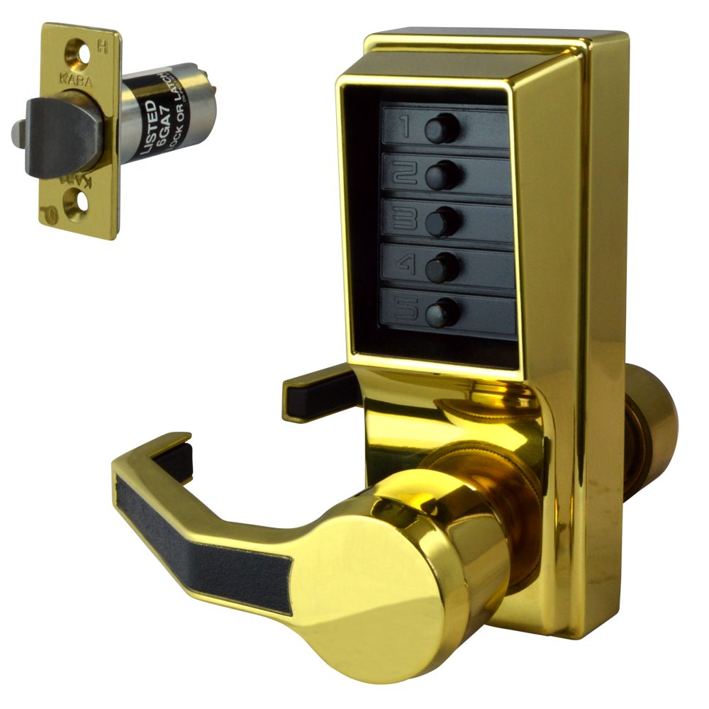DORMAKABA Simplex L1000 Series L1041B Digital Lock Lever Operated With Key Override &amp; Passage Set - L10354 - Polished Brass - LL1041B-03