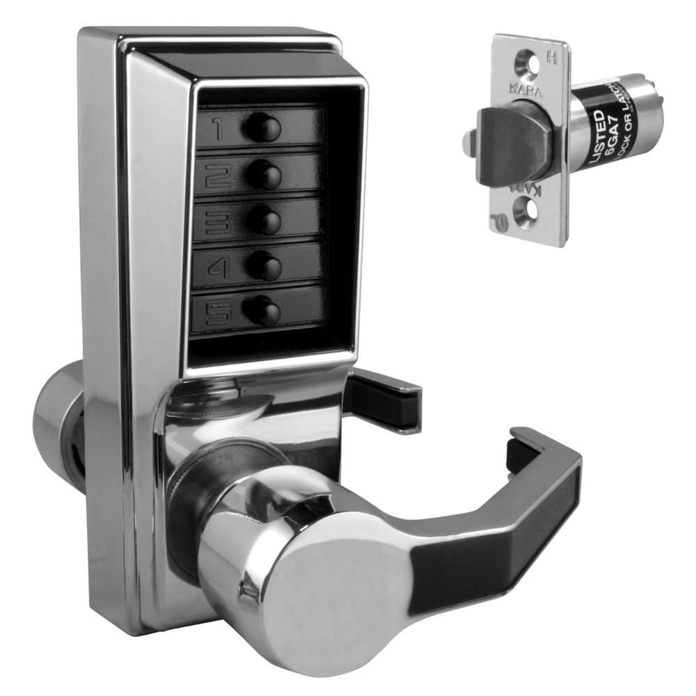 DORMAKABA Simplex L1000 Series L1041B Digital Lock Lever Operated With Key Override &amp; Passage Set - L10357 - Satin Chrome - LR1041B-26D