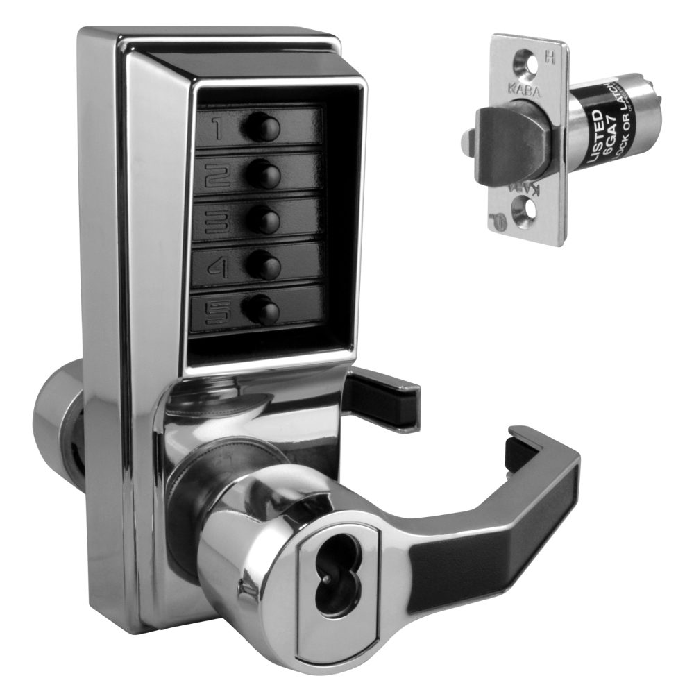 DORMAKABA Simplex L1000 Series L1041B Digital Lock Lever Operated With Key Override &amp; Passage Set - L8444 - Satin Chrome - LR1041B-26D