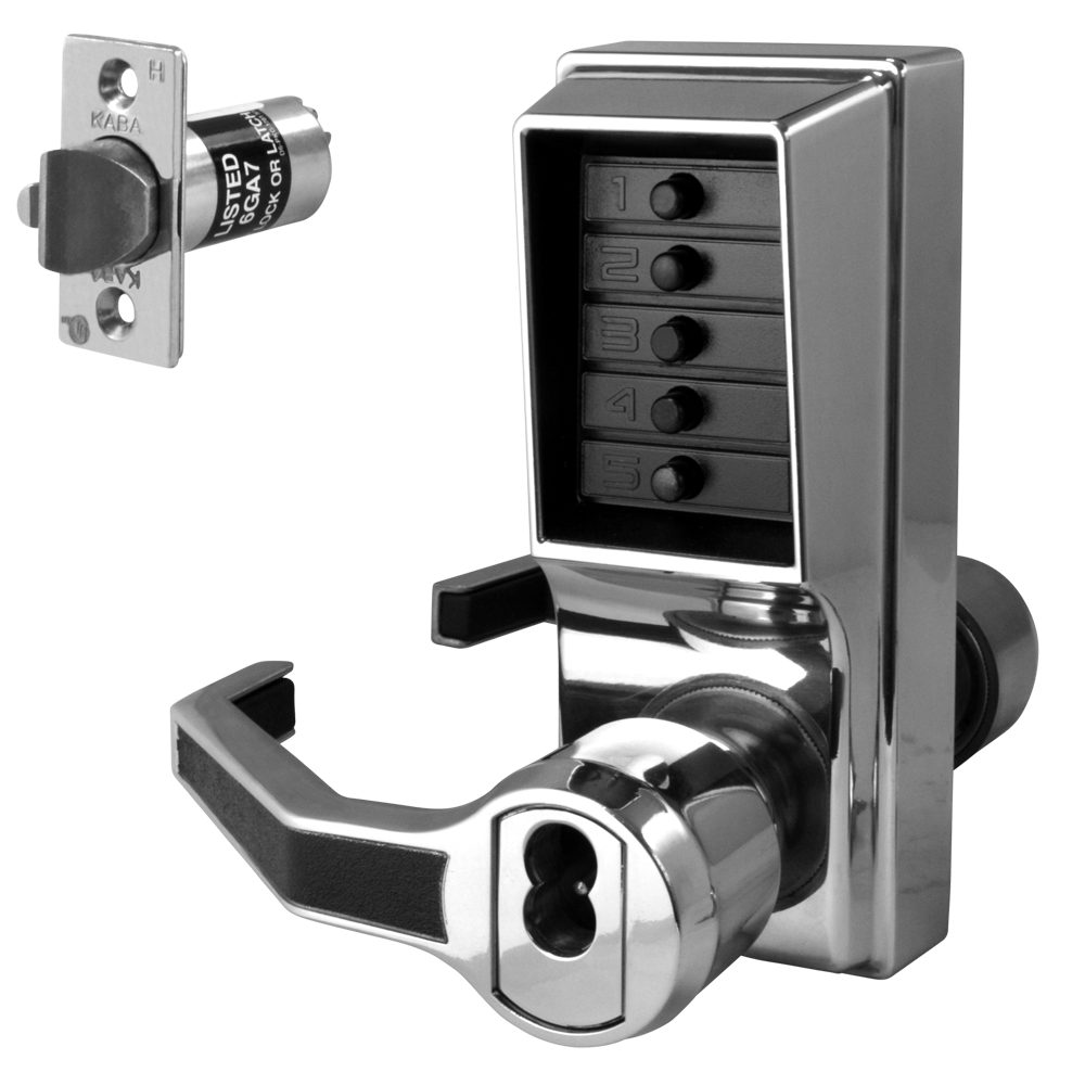 DORMAKABA Simplex L1000 Series L1041B Digital Lock Lever Operated With Key Override &amp; Passage Set - L8445 - Satin Chrome - LL1041B-26D
