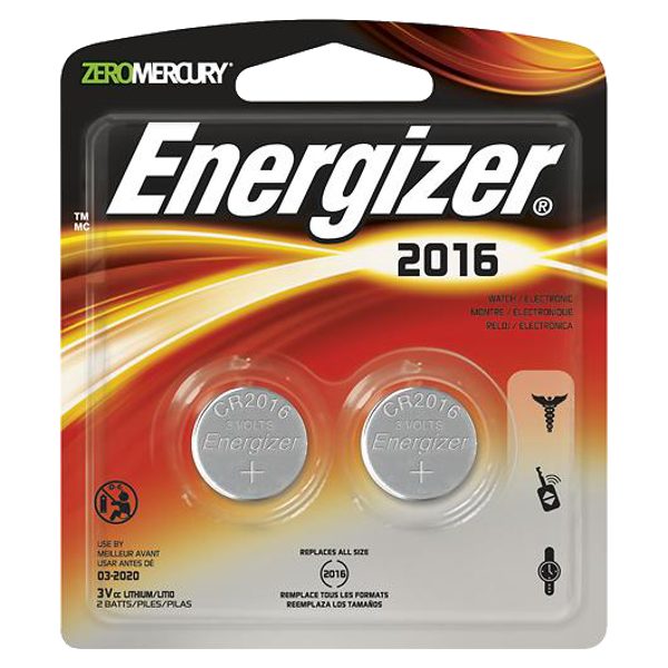 ENERGIZER CR2016 3V Lithium Coin Battery - Twin Pack