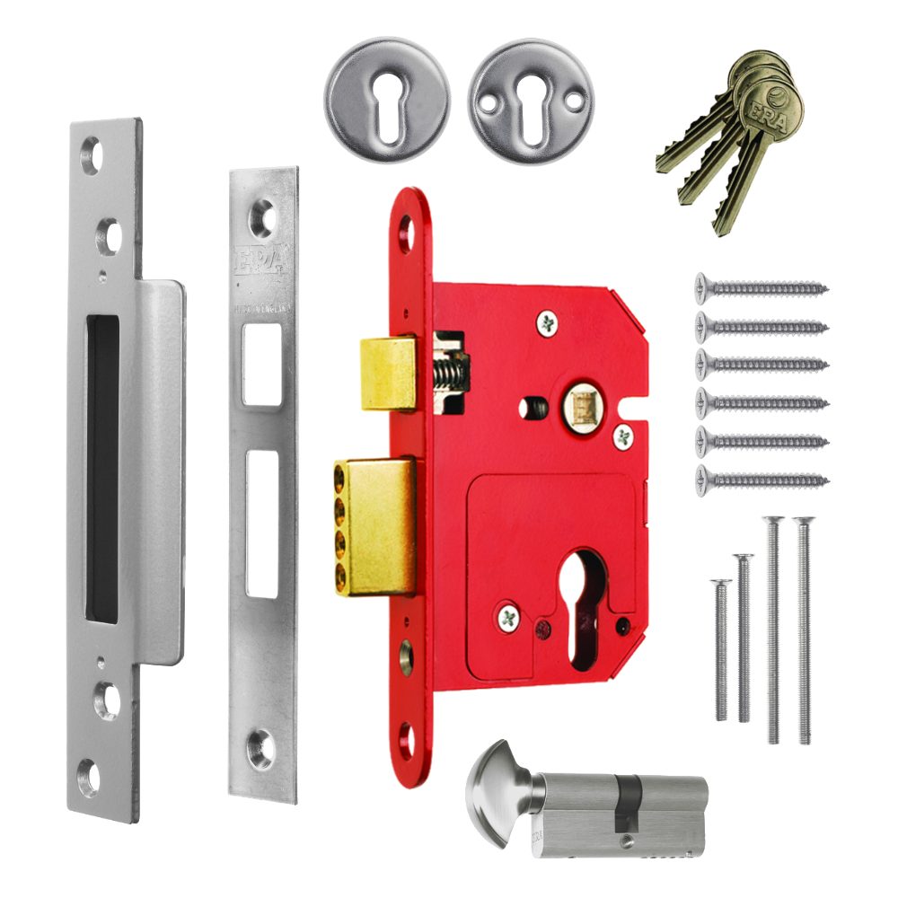 ERA 234 Fortress BS Euro Keyless Egress Key &amp; Turn Sashlock With Cylinder - L25489 - Chrome Plated - 234-61