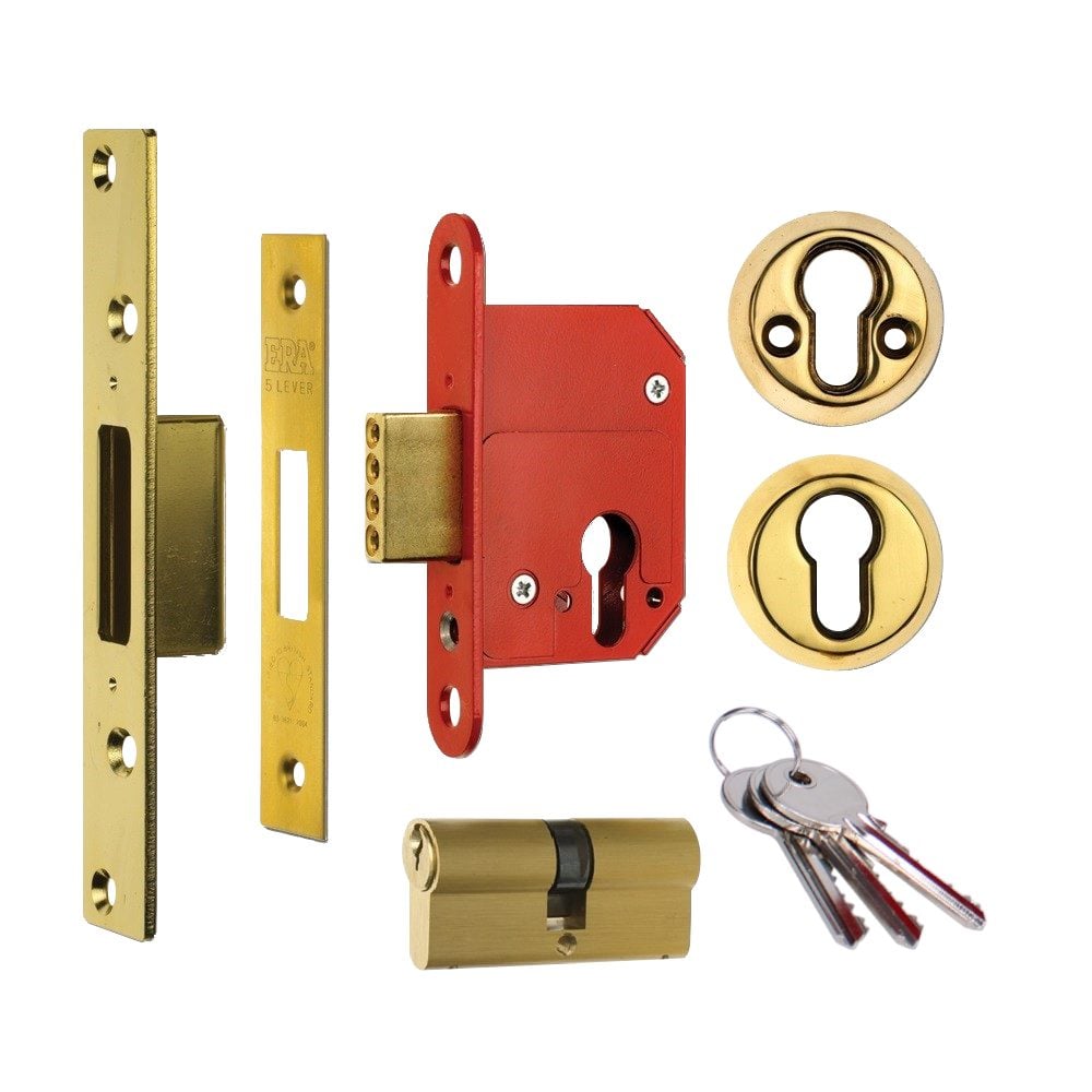 ERA 263 &amp; 363 Fortress BS Euro Deadlock With Cylinder - L16240 - 35/35 - Polished Brass - 263 31