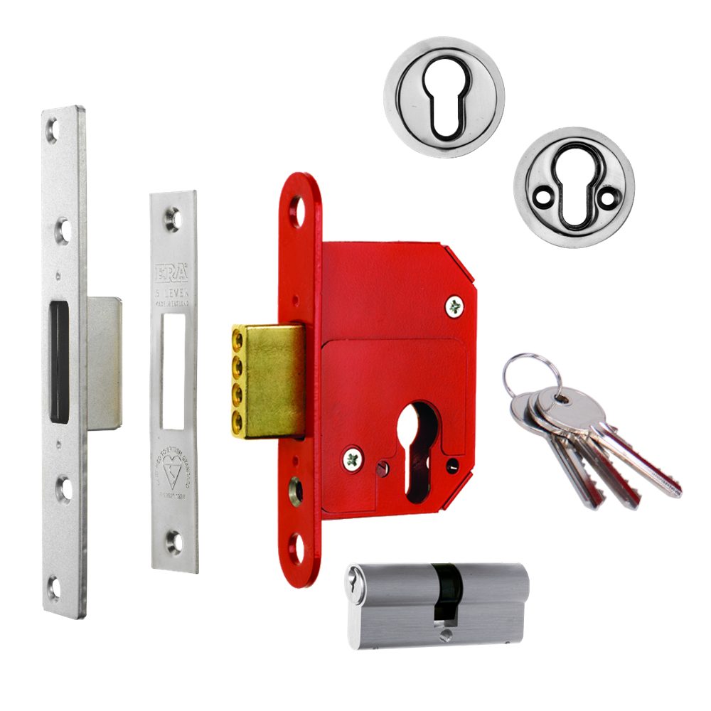 ERA 263 &amp; 363 Fortress BS Euro Deadlock With Cylinder - L31958 - 35/35 - Polished Chrome - 263-61