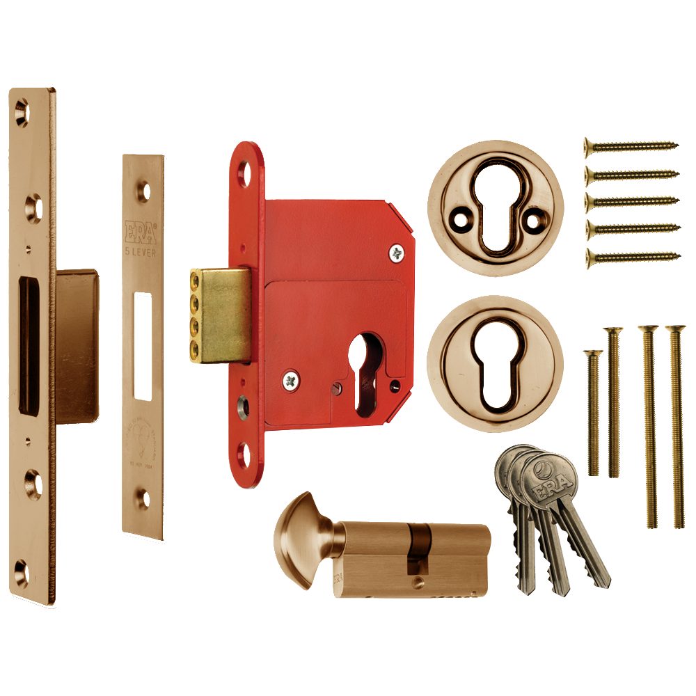 ERA 333 Fortress BS Euro Key &amp; Turn Deadlock With Cylinder - L16591 - Polished Brass - 333 31