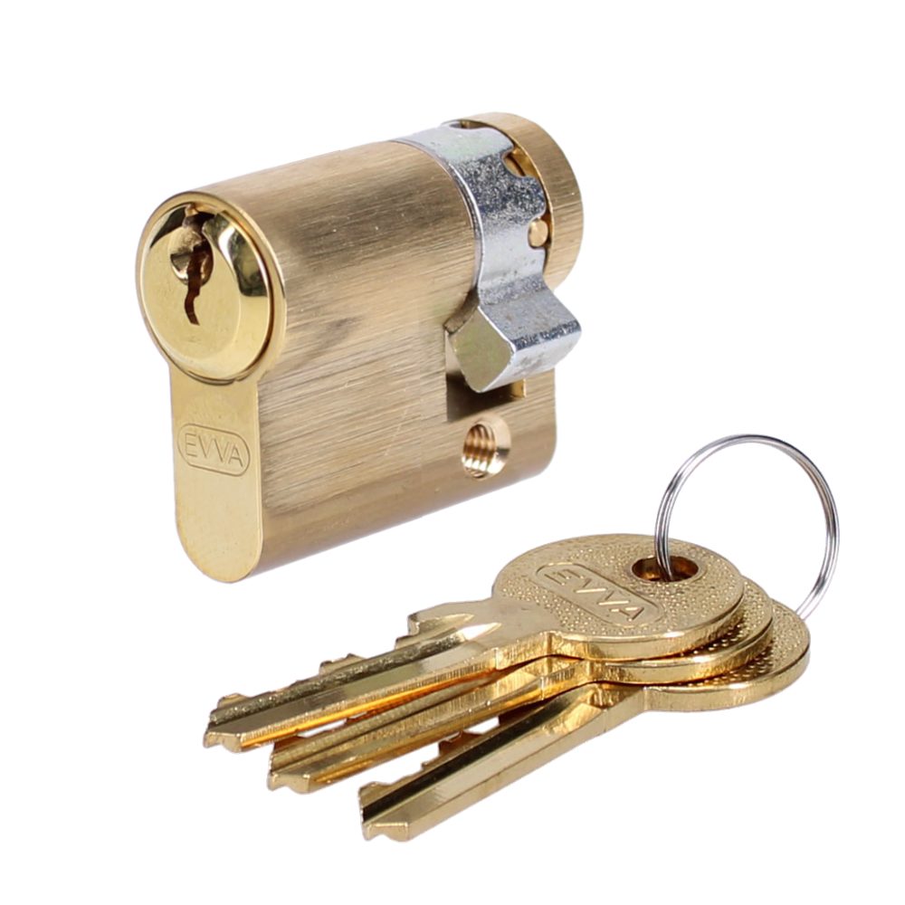 EVVA A5 HZ Euro Half Cylinder With Adjustable Cam KD - L6132 - 36mm - Polished Brass - A5 HZ/27