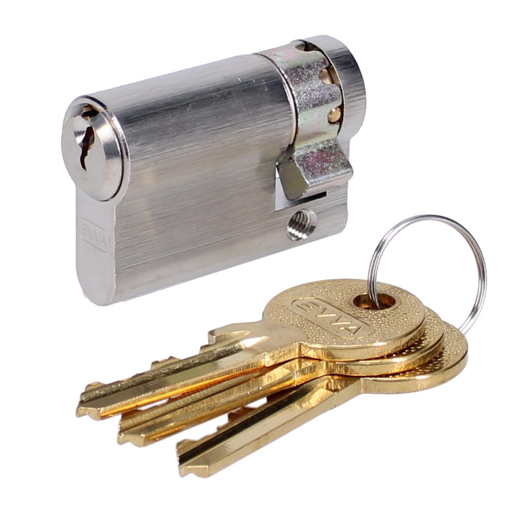 EVVA A5 HZ Euro Half Cylinder With Adjustable Cam KD - L6135 - 46mm - Nickel Plated - A5 HZ/37