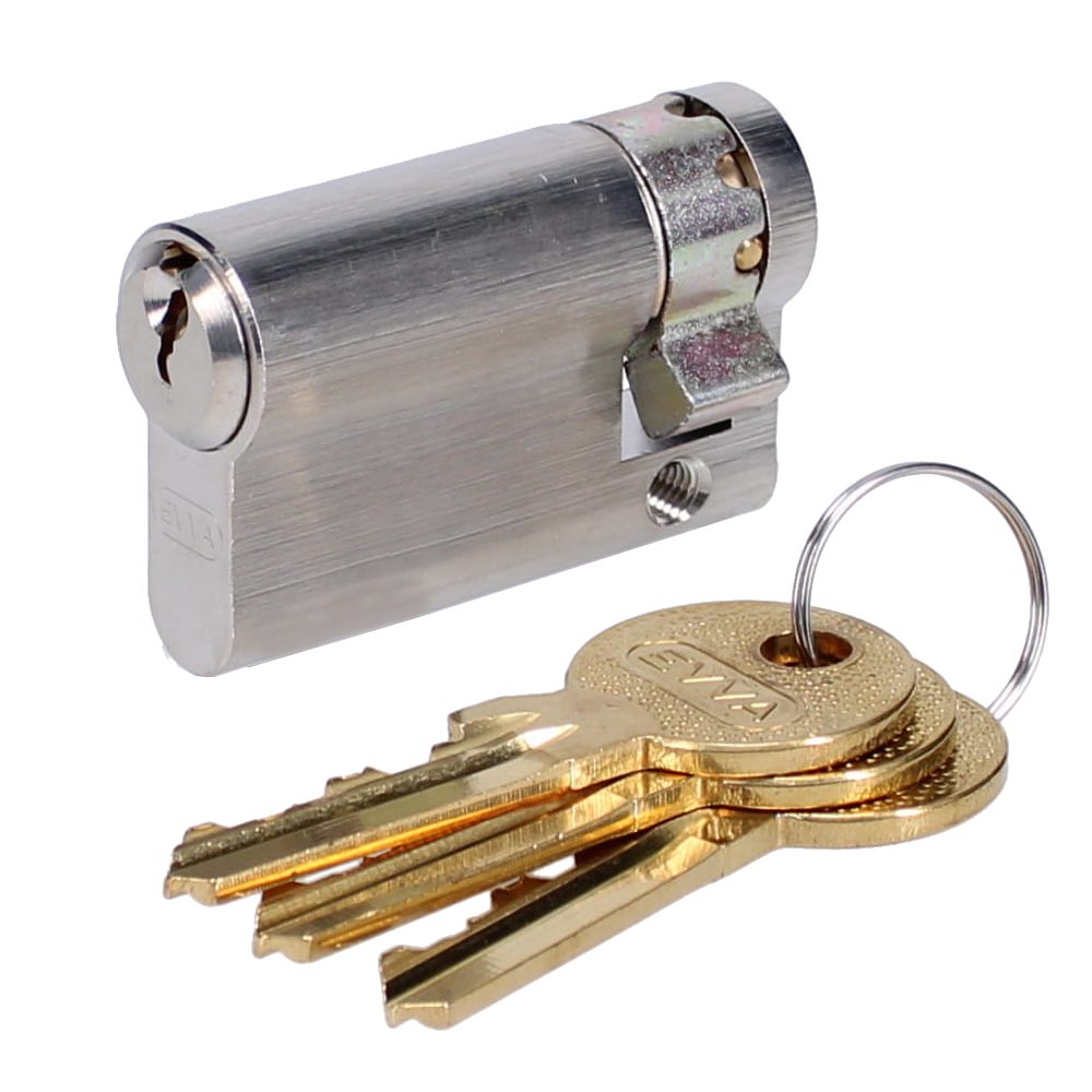 EVVA A5 HZ Euro Half Cylinder With Adjustable Cam KD - L6137 - 51mm - Nickel Plated - A5 HZ/42