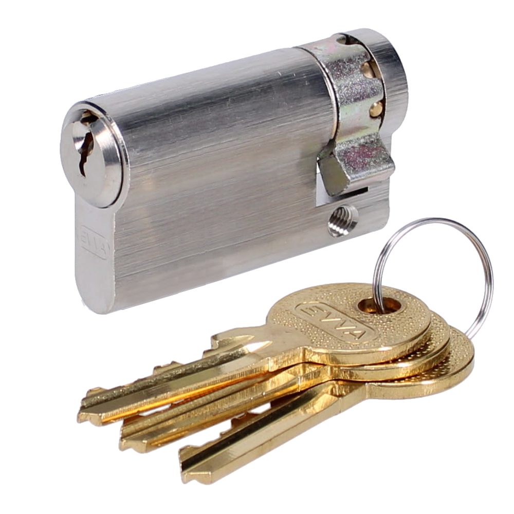 EVVA A5 HZ Euro Half Cylinder With Adjustable Cam KD - L6141 - 61mm - Nickel Plated - A5 HZ/52
