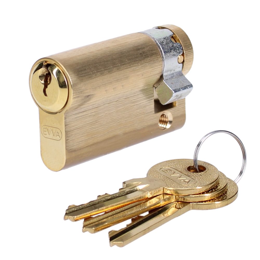 EVVA A5 HZ Euro Half Cylinder With Adjustable Cam KD - L6142 - 61mm - Polished Brass - A5 HZ/52