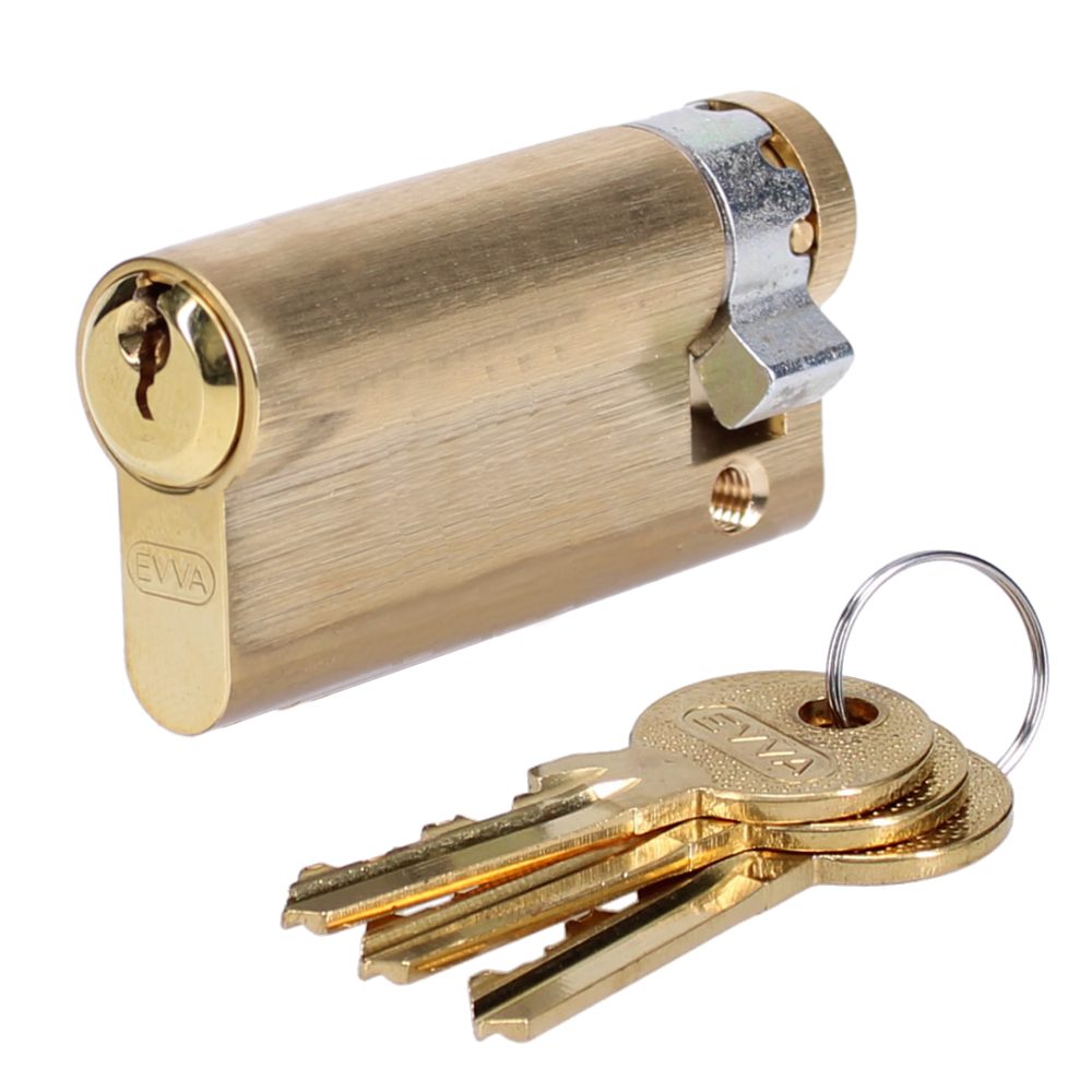 EVVA A5 HZ Euro Half Cylinder With Adjustable Cam KD - L6144 - 76mm - Polished Brass - A5 HZ/67