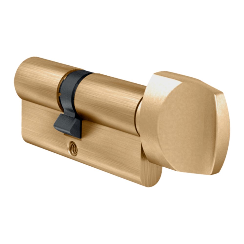 EVVA A5 KDZ Euro Key &amp; Turn Cylinder KD - L6202 - 36/T36 - Polished Brass - A5 KDZ 36-K36 KD