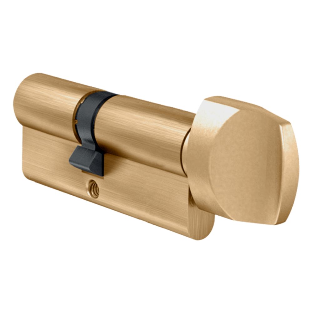 EVVA A5 KDZ Euro Key &amp; Turn Cylinder KD - L6204 - 41/T41 - Polished Brass - A5 KDZ 41-K41 KD