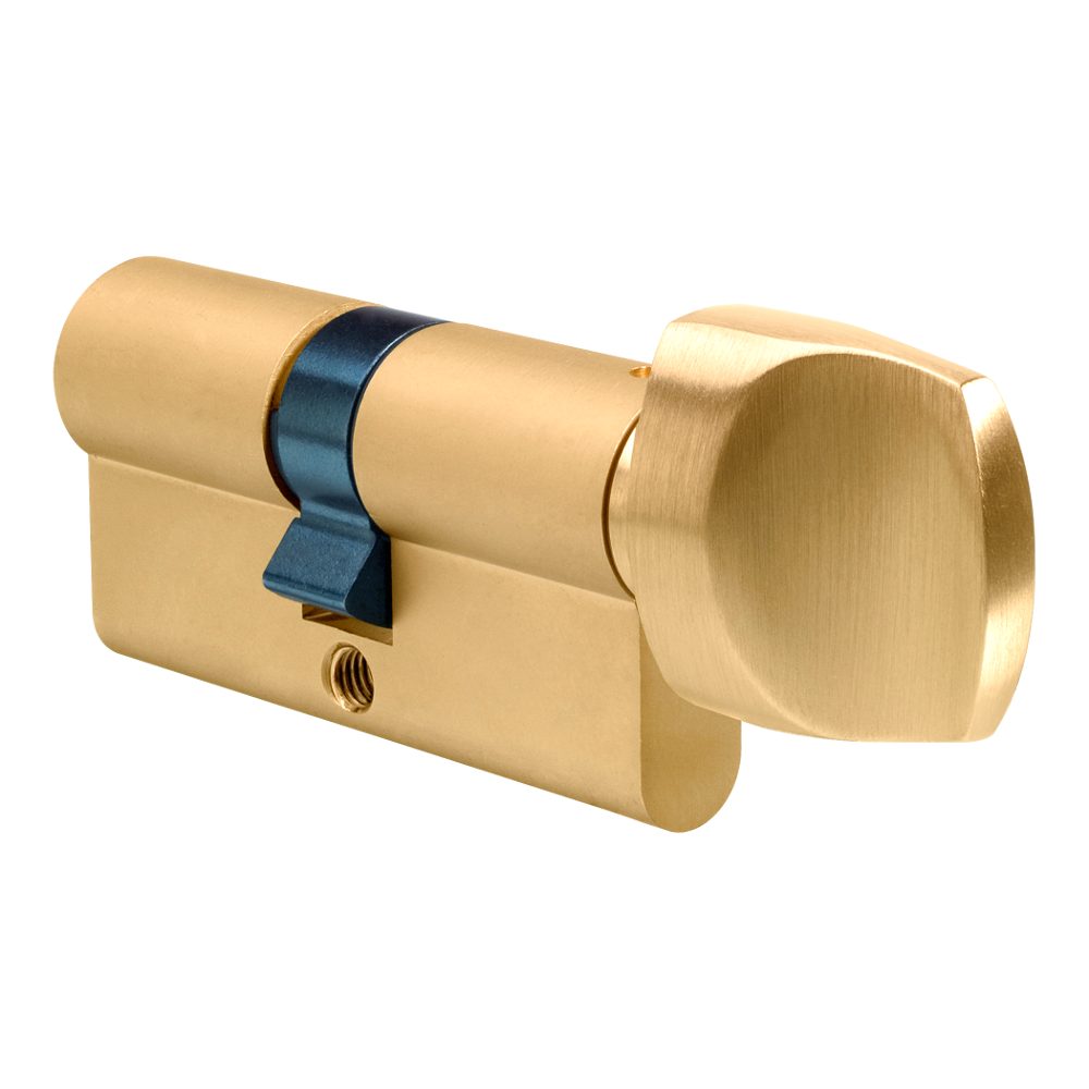EVVA A5 KDZ Off-Set Euro Key &amp; Turn Cylinder KD - L6218 - 36/T31 - Polished Brass - A5 KDZ 36-K31 KD