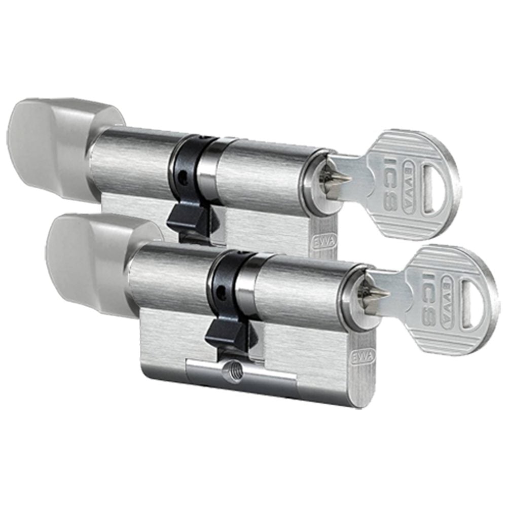 EVVA ICS Keyed Alike Pair KDZ Key &amp; Turn Euro Cylinder 6 Keys TS007 3*