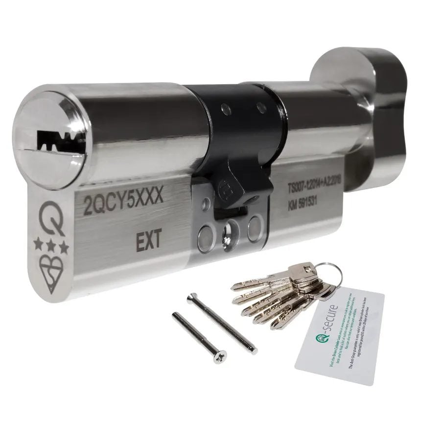 GreenteQ Orion BS TS007 3 Star Euro Thumb Turn Cylinder - 2QCY5741A - T45/55 Nickel - Polished Nickel - 2QCY5741A