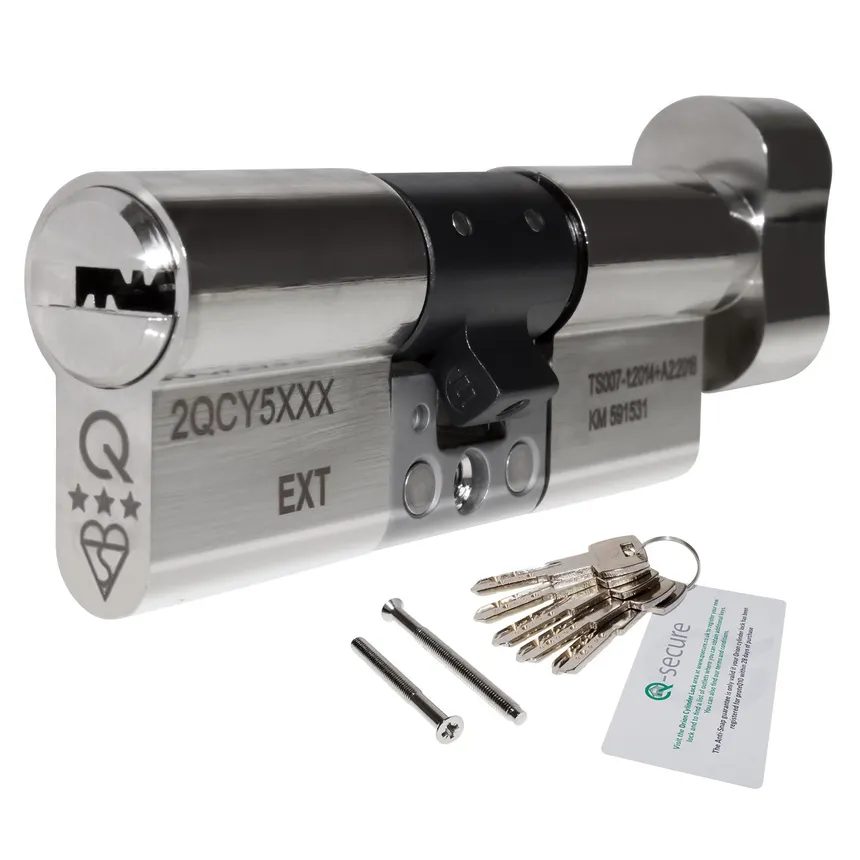 GreenteQ Orion BS TS007 3 Star Euro Thumb Turn Cylinder - 2QCY5839A - T50/45 Nickel - Polished Nickel - 2QCY5839A