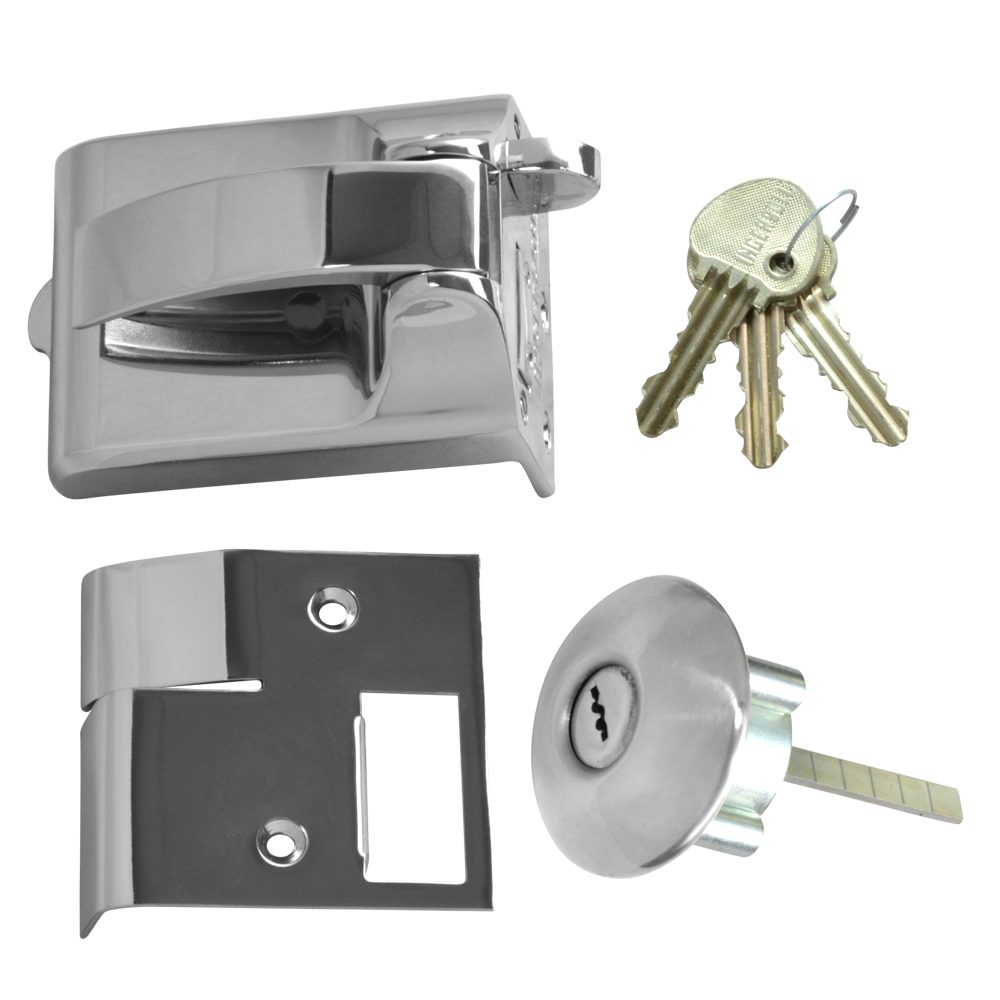 Ingersoll RA73 &amp; SC73 Fire Escape Nightlatch - 1669 - Satin Chrome - SC73