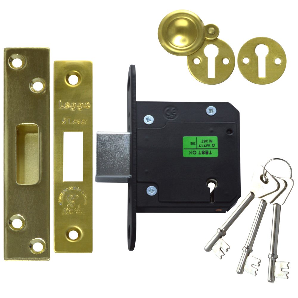 LEGGE New Style N5641 &amp; N5761 5 Lever Deadlock - L25885 - Polished Brass - N5761.PB