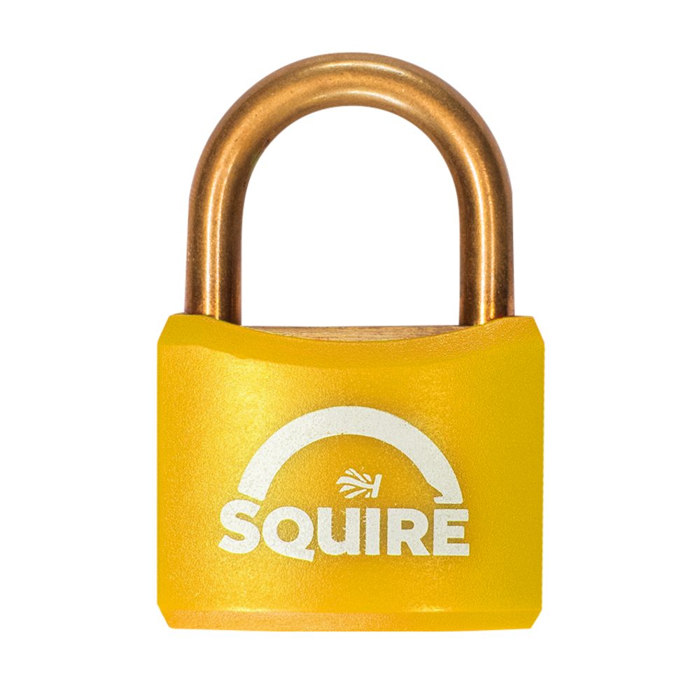 SQUIRE BR40 Open Shackle Brass Padlock With Brass Shackle KD - L35047 - Yellow - BR40 YELLOW