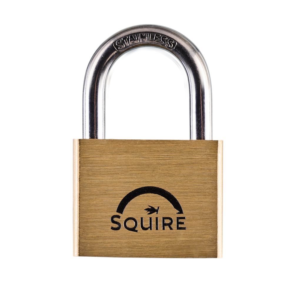 SQUIRE Lion Brass Open Shackle Padlock with Stainless Steel Shackle - L32339 - LN5S